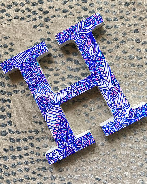 Blue Outline Pink Wooden Letter