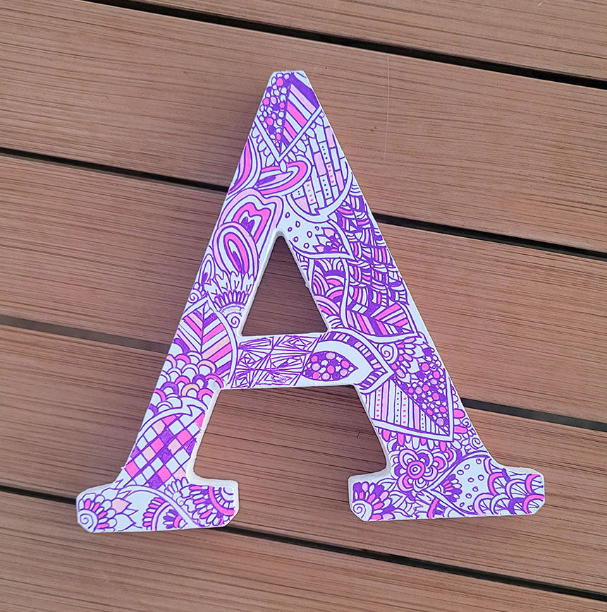 Purple Outline Wooden Letter