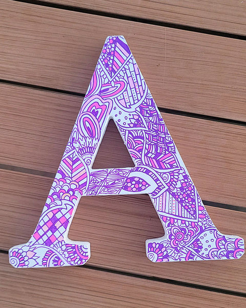 Purple Outline Wooden Letter