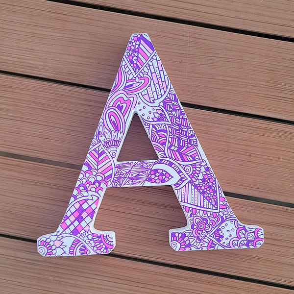 Purple Outline Wooden Letter