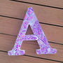 Purple Outline Wooden Letter