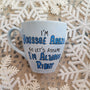 A baby blue hand painted mug with the words "I'm Youssef Abaza,  So lets Assume I'm Always right"