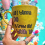 A hand-painted greenish bronze mug with words