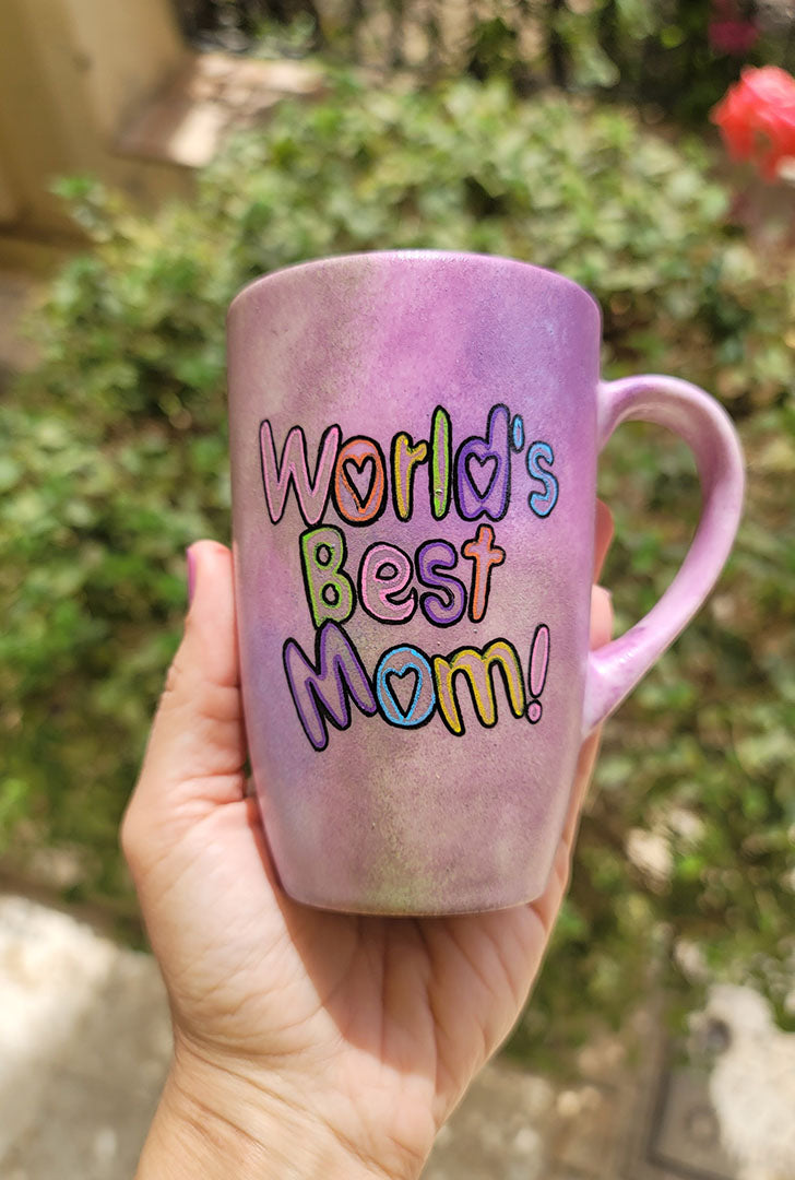 A Pastel Pink Mug with the words "World's best mom!"