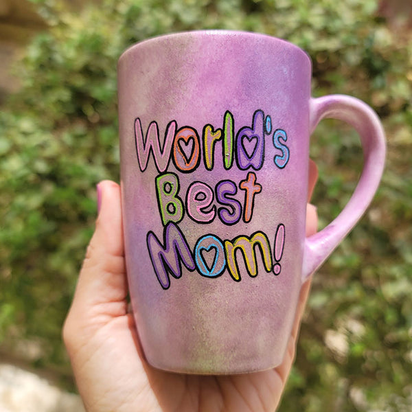 A Pastel Pink Mug with the words "World's best mom!"