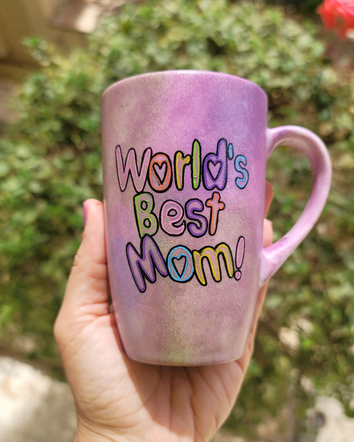 A Pastel Pink Mug with the words "World's best mom!"