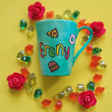 A green Galaxy hand painted mug with the name 