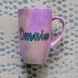 A Pastel Pink hand painted mug with the name 