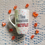 A Pearl White hand painted mug with the words 