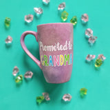 A Pink Pastel Galaxy hand painted mug with the words 