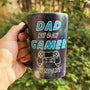 A Black Sky Hand painted mug with the sentence " Dad by day, Gamer by night" and a joystick drawn under the word gamer.