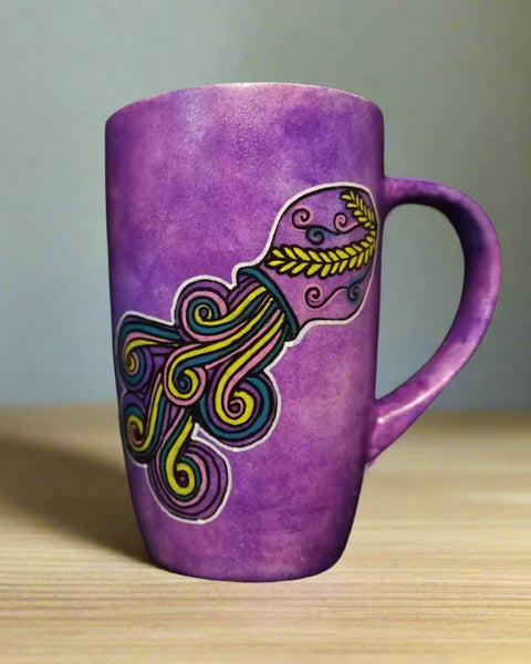 A Hand-painted Purple Mug with Aquarius Sign 