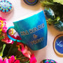 A Blue Galaxy hand painted mug with the words "MBA holder and proud"