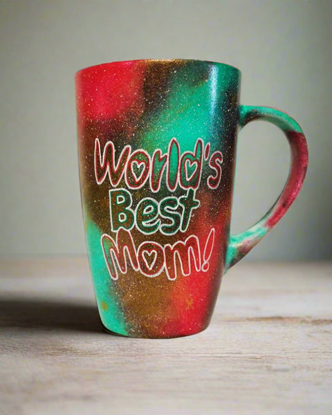 A Christmas colored Mug with the words "World's best mom!"