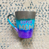 A Gradient colored mug (Silver blue and Purple) with the words 