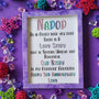 A Lilac Hand painted wooden frame with the following words written inside "Nadod, As in Every book you read there is a Love story that is special unique and beautiful, Our story is my forever favorite, happy 3rd anniversary"