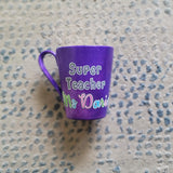 A Purple hand painted mug with the words 