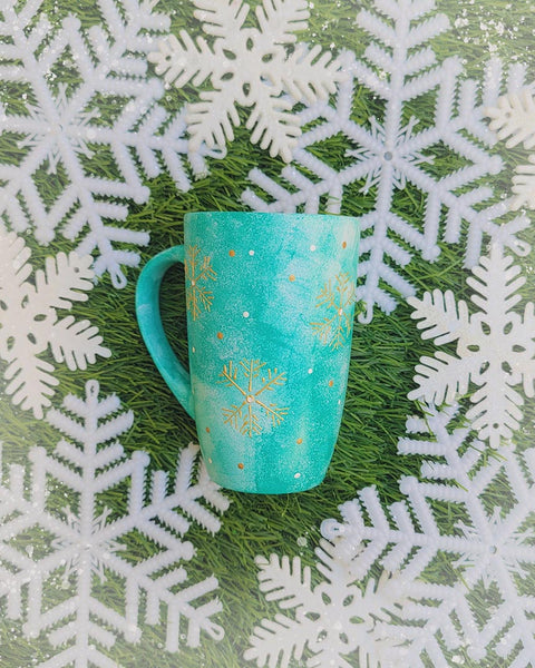 Green Snowflakes mug