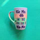 A gradient hand painted mug (lilac-peach-mint-lilac) with the sentence 