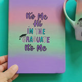 A Gradient hand painted mug and notebook (lilac-peach-mint-lilac) with the sentence 