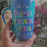 A Blue Galaxy Mug with the words 