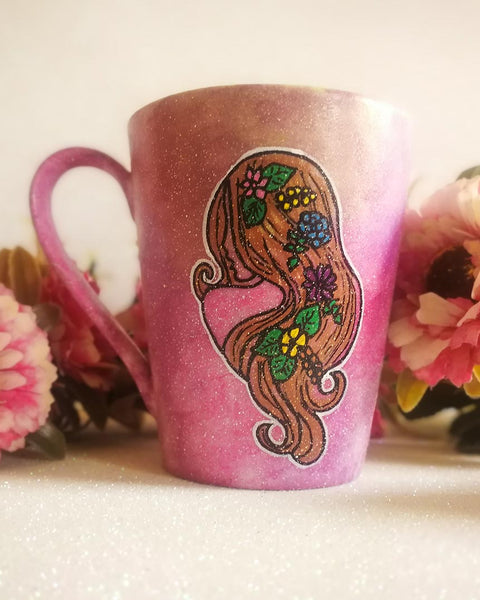 A hand-painted pastel pink mug with Virgo sign